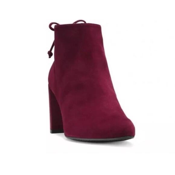 Stuart Weitzman Lofty Bordeaux Wine Suede Ankle Bootie Stiletto Heel Boot 8.5 - Picture 1 of 13